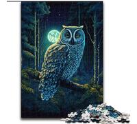 Puzzle 1000 pièces pour Adultes Nuit des hiboux en Bois, Un Excellent Cadeau pour s'amuser en Famille 50x75cm pour Les Vacances, Les Anniversaires et Les soirées de Jeux en Famille