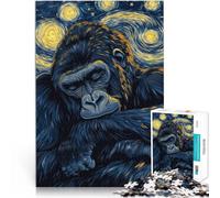 Puzzle 1000 pièces pour Adultes “Nuit étoilée des gorilles” Fait de Papier，pour Les 14 Ans et Plus Jouets éducatifs pour l'apprentissage Cadeau - Jeu Stimulant。Taille：38x52cm/14.9x20.4pouce