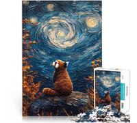 Puzzle 1000 pièces pour Adultes Nuit étoilée du Panda Roux Défi Difficile pour soulager Le Stress Décoration Parfaite 52x38cm