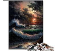 Puzzle 1000 pièces pour Adultes, océan orageux, en Bois, idéal pour s'amuser en Famille, se détendre et Offrir des Cadeaux de Vacances, 50x75cm, pour fête d'anniversaire, pour Hommes et Femmes