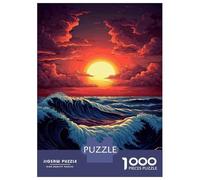 Puzzle 1000 Pièces pour Adultes Ocean Sunset Waves Art Print Puzzles pour Adultes Analyse Et Logique Liste De Souhaits avec Le Père Noël Cadeaux Uniques pour Un Anniversaire Et Noël 38x26cm/1000pcs