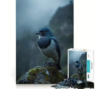 Puzzle 1000 pièces pour Adultes Oiseau Chanteur Bleu dans Les Montagnes brumeuses Jeu d'articulation Pointue,Jouet de résolution de problèmes,Moment de détente et de Divertissement,décoration de Noël