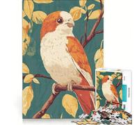 Puzzle 1000 pièces pour Adultes Oiseau Orange et Blanc sur Une Branche Jeu Pratique pour s'amuser en Famille Cadeau Original pour Un Anniversaire ou Noël 38x26cm