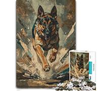 Puzzle 1000 pièces pour Adultes, Orange Teal German Shepherd Collage | Un défi puzzle de janvier pendant les moments en famille du Nouvel An, pour partager un loisir.