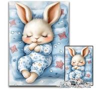 Puzzle 1000 pièces pour Adultes ou familles Puzzle Lapin endormi Un Casse-tête Stimulant pour Les Adolescents Soirée de Jeux en Famille Amusante 50x75cm