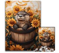 Puzzle 1000 pièces pour Adultes ou familles Puzzle Loutre Tournesol Un Casse-tête Stimulant pour Adolescents, Une soirée de Jeux en Famille Amusante 50x75cm