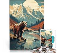 Puzzle 1000 pièces pour Adultes Ours Animal rétro Défi Difficile pour soulager Le Stress Offrir en Cadeau à Toute la Famille 38x26cm