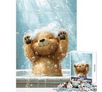 Puzzle 1000 pièces pour Adultes Ours Joyeux se baignant Jeu de réflexion Difficile Jouet éducatif Cadeau d'anniversaire (38x52cm)