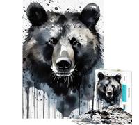 Puzzle 1000 pièces pour Adultes Ours Peint à l'aquarelle Jouet éducatif Jeu de Course de Vitesse Manuelle (Taille 50x75m)