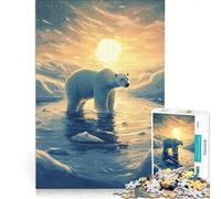 Puzzle 1000 pièces pour Adultes Ours Polaire au Coucher du Soleil Jeu Impossible défi à relever idéal comme Cadeau 50x75cm