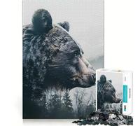 Puzzle 1000 pièces pour Adultes Ours,Sentinelle de la Forêt Jeu de réflexion aux Bords précis pour des Moments de détente Idée Cadeau Amusante pour Noël (38x52cm)