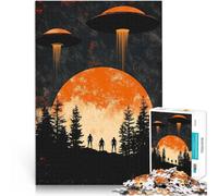 Puzzle 1000 pièces pour Adultes OVNIs au-Dessus de la forêt Jeux éducatifs Décoration d'intérieur Cadeau Amusant 75x50cm