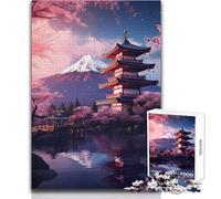 Puzzle 1000 pièces pour Adultes - Pagode du Japon - Cerisier Fuji - Détente et Relaxation garanties - Assemblage précis et Stable - Dimensions:38x26cm