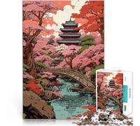 Puzzle 1000 pièces pour Adultes Pagode du Jardin Japonais Jouets de Jeu pour Cadeau Familial Œuvre d'art 75x50cm