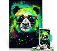 Puzzle 1000 pièces pour Adultes Panda avec des Lunettes Puzzle Dessin animé 26x38cm Soulagement du Stress Défi Difficile