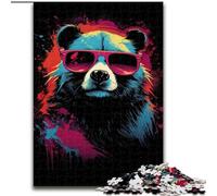 Puzzle 1000 pièces pour Adultes Panda avec Lunettes de Soleil Puzzle Cadeau DIY Amusant adapté à la décoration de la Maison, du Salon ou du Bureau (Taille : 26x38cm)