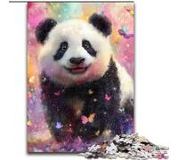 Puzzle 1000 pièces pour Adultes Panda en Vacances Puzzle 1000 pièces Interaction familiale et Cadeau Amusant, Design Abstrait Vibrant (Taille 26x38cm)