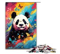 Puzzle 1000 pièces pour Adultes Panda et Papillon par SplattersLots of Coloured Clour Puzzle Game Décoration Parfaite pour Les Adolescents de 14 Ans et Plus 75x50cm