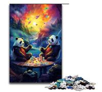 Puzzle 1000 pièces pour Adultes Panda Jouant au Poker par SplattersLots of Thick Colour Puzzle Game Décoration Parfaite pour Les Adolescents de 14 Ans et Plus 75x50cm