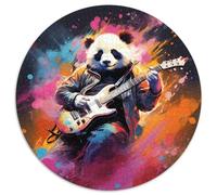 Puzzle 1000 pièces pour Adultes Panda Jouant de la Guitare Puzzles pour Adultes Interaction familiale et Cadeau Amusant, Design Abstrait Vibrant 67,5 x 67,5 cm