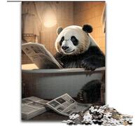 Puzzle 1000 pièces pour Adultes Panda lisant Un Journal Puzzle en Bois pour Adultes Idéal pour Les Adolescents et Les Loisirs en Famille, pour Les Anniversaires (Taille 38x26cm)