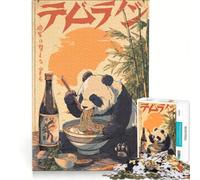 Puzzle 1000 pièces pour Adultes Panda Mangeant des Ramen avec des Baguettes Jeu éducatif Difficile et Stimulant Collection d'artistes Beaux-Arts 38x52cm