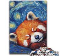 Puzzle 1000 pièces pour Adultes Panda Roux Ciel étoilé Séjour Tuer Le Temps avec des pièces entièrement emboîtables de Formes aléatoires 26x38cm