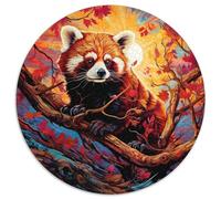 Puzzle 1000 pièces pour Adultes Panda Roux coloré Puzzle Rond 1000 pièces pour Les fêtes et décoration d'intérieur (67,5x67,5cm)