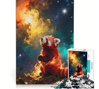 Puzzle 1000 pièces pour Adultes : Panda Roux dans l'espace avec du feu Jeu éducatif améliore la mémoire Cadeau Unique pour Un Anniversaire ou Noël 38x52cm