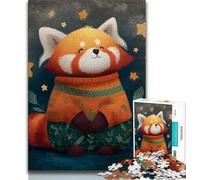 Puzzle 1000 pièces pour Adultes, Panda Roux étoilé, stimule Le Cerveau, Jouets addictifs pour cultiver la Patience, Cadeau d'anniversaire (75x50cm)