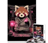 Puzzle 1000 pièces pour Adultes Panda Roux Moine avec Lanterne Décoration intérieure Jouet Cadeau d'anniversaire Jeu Relaxant Collection d'artistes Beaux-Arts Dimensions 38x52cm