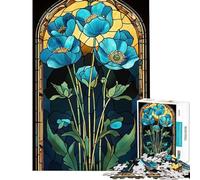 Puzzle 1000 pièces pour Adultes Panneau de Coquelicots en vitrail Jouet à Monter soi-même décoration Parfaite Cadeau Unique pour Anniversaire et Noël (Taille 38x26cm)
