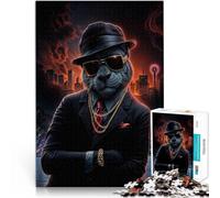 Puzzle 1000 pièces pour Adultes Panthère Gangster en Costume Jeu Familial Anti-Stress Défi Difficile Jeu de défi Unique 75x50cm