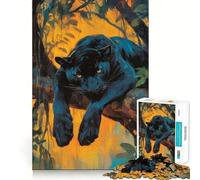 Puzzle 1000 pièces pour Adultes Panthère Noire la majesté cachée Jeu d'articulation précis,Jeu de réflexion Amusant,Moment de détente,décoration de Noël (38x52cm)