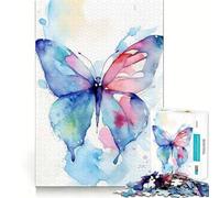 Puzzle 1000 pièces pour Adultes Papillon Aquarelle Assemblage Parfait Jeu de réflexion Artistique Cadeau Jeu Lent Décoration Murale de Noël (50x75cm)
