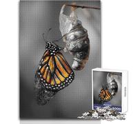 Puzzle 1000 pièces pour Adultes - Papillon monarque sortant de sa chrysalide - Jeu éducatif - Course de Vitesse Manuelle - Cadeau d'anniversaire - Dimensions:50x75cm