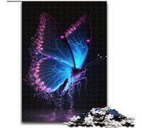 Puzzle 1000 pièces pour Adultes Papillons Bleus en Carton, Cadeau pour Hommes et Femmes, pour Tous Les Jours et Occasions spéciales, 1000 pièces(26x38cm)