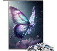 Puzzle 1000 pièces pour Adultes Papillons Bleus Puzzles en Bois, Cadeau de Noël, idéal pour Bureau, Chambre, Salon Décoration 1000 pièces(50x75cm)