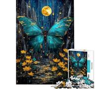Puzzle 1000 pièces pour Adultes Papillons Fleurs et Nuit au Clair de Lune Jeu de réflexion Amusant et Humoristique Idéal comme Cadeau pour Toute la Famille (Dimensions 50x75cm)
