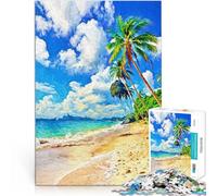 Puzzle 1000 pièces pour Adultes Paradis Tropical sur la Plage Compétition de Vitesse Manuelle Bon Cadeau 38x26cm