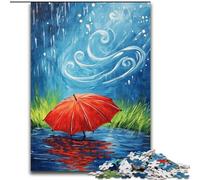 Puzzle 1000 pièces pour Adultes Parapluie Rouge Un Jour de Pluie Puzzle en Carton 26x38cm Casse-tête Stimulant à Faire soi-même, Jeu Familial Parfait ou Cadeau décoratif