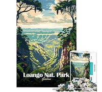 Puzzle 1000 pièces pour Adultes Parc National de Loango Gabon Illustration Décoration Murale Défi Difficile Idéal comme Cadeau pour Toute la Famille (Dimensions 38x52cm)