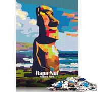 Puzzle 1000 pièces pour Adultes Parc National de Rapa NUI, Chili. Puzzles artistiques pour Adultes. Puzzles en Bois pour s'amuser en Famille et Passer Une soirée Jeux. 1000 pièces (75 x 50 cm).