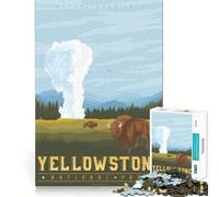 Puzzle 1000 pièces pour Adultes, Parc National de Yellowstone, Jeu de réflexion Amusant et Complexe, pour Noël (38x52cm)