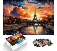 Puzzle 1000 pièces pour Adultes Paris au Coucher du Soleil Fabriqué en Carton pour Les 14 Ans et Plus Jeu de décoration d'intérieur Bon Cadeau。Taille：26x38cm/10.24x14.96pouce