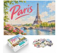 Puzzle 1000 pièces pour Adultes, Paris Eiffel Tower Illustration | Pour les loisirs pendant les fêtes : ce puzzle 1000 pièces adulte transforme les vacances d'hiver en pause puzzle.