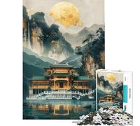 Puzzle 1000 pièces pour Adultes Pavilion Dojo décor doré Jeu Familial pour s'amuser en Famille idéal pour Un Anniversaire ou Noël (Taille 38x26cm)