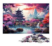Puzzle 1000 pièces pour Adultes Paysage Asiatique psychédélique coloré Jeu éducatif défi Jouet Illustration Cadeau 1000 pièces (38 x 26 cm)