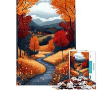 Puzzle 1000 pièces pour Adultes Paysage d'automne avec Chemin sinueux Puzzle pour Adolescents Jeux Amusants décoration Murale Cadeau d'anniversaire Unique (Taille 38x26cm)