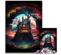 Puzzle 1000 pièces pour Adultes, Paysage de château Fantastique, Puzzles en Bois, idéal pour Les Amoureux, Cadeau Parfait pour Noël, Le Nouvel an, la Saint-Valentin 50x75cm/19,68x29,52 Pouces